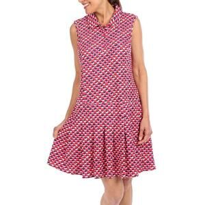 NWT Nanette Lepore Womens Geo Pleated Drop Waist Golf UPF 50  Dress Size Large